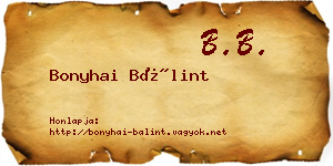 Bonyhai Bálint névjegykártya
